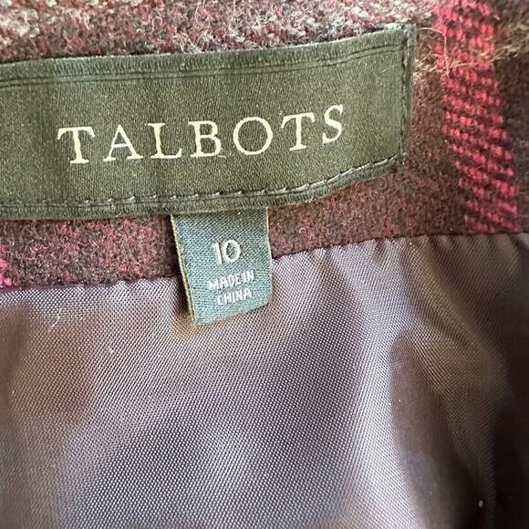 Talbots Mini Pencil Skirt Women Size 10 Purple Plaid Wool Academia Preppy Career - Picture 4 of 5